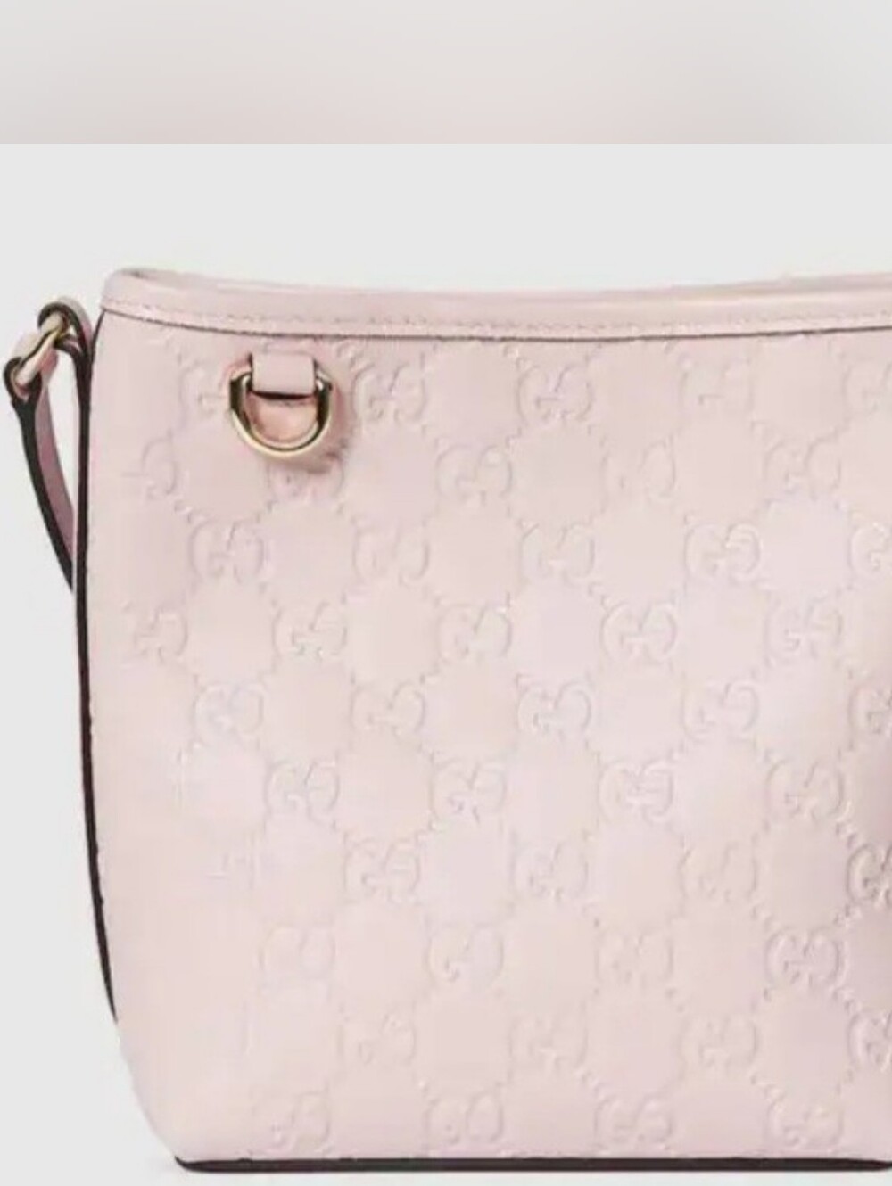 Designer-Style Embossed Pale Pink Shoulder Bag